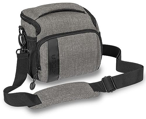 Pedea Kameratasche Fashion für Spiegelreflex DSLR SLR Spiegelreflexkamera Fototasche für DLSM Systemkamera mit Regenschutzhülle für Zubehör und Objektive, Gr. L hellgrau