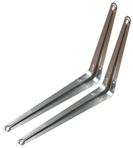 2 pezzi Supporto mensola,Montaggio ad angolo retto,staffa di fissaggio retto,Reggi da Muro,Staffa in Metallico Reggimensola mensola a parete per Ripiano,Libreria,Cucina (300×350mm,Silver)