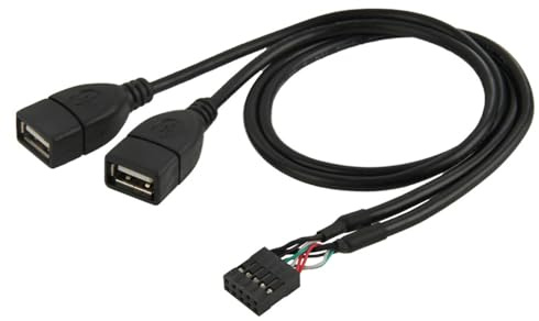 NFHK Cavo adattatore USB 9 pin 10 pin scheda madre femmina a doppio USB 2.0 femmina, 50 cm