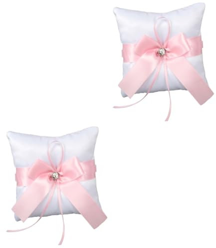 PRETYZOOM 2stücke Ringkissen Für Hochzeit Quadratisches Blumenkissen C-Style Elegantes Satin-ringkissen Für Braut Verlobung Und Festliche Anlässe Romantische Dekoration Für Besonderen