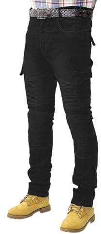 HASHOOB TRADING FZE Arbetsjeans för män Kraftiga Multi Pocket Cargo Combat Arbetsbyxor Byggare Säkerhet Arbete Jeans, Blå -4, 38W x 30L
