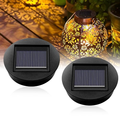 Riisoyu 2 Stück Solarleuchten Ersatz, IP65 LED Solarleuchten Ersatzteile 8cm Hocheffizienten Wasserdicht Ersatz Solarmodul für Gartenleuchten für Outdoor hängende Laternen Garten Terrasse Gehweg