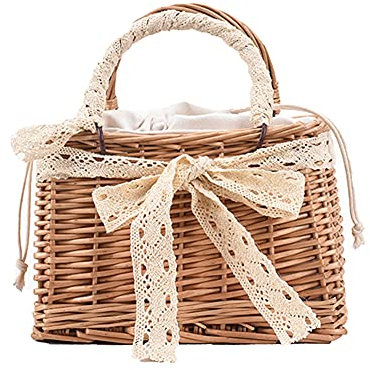Fiorky Elegante Damen-Tragetaschen aus Rattan, modisch, mit Griff oben, lässig, Strandkorb, Handtasche, Strandtasche, Umhängetasche, Umhängetasche, Reise, Strandtasche, gewebte