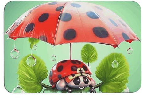 Badezimmer-Fußmatte, rutschfest, lustiger Marienkäfer, hält Regenschirme, Fußmatte für Badezimmer, Eingangsbereich, Willkommens-Matten für den Innen- und Außenbereich, Heimdekoration, rechteckig, für