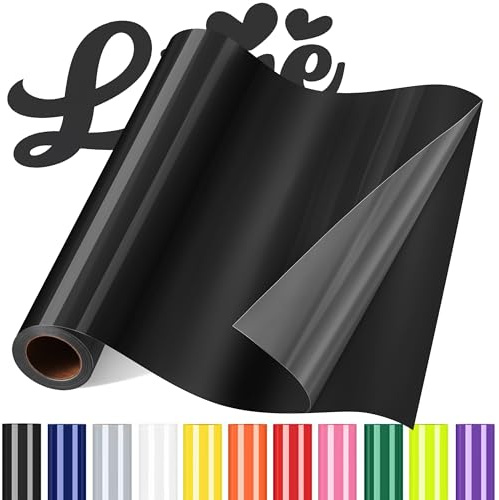 Sgooyir Plotterfolie Textil, Flexfolie Plotter Textil Transferfolie Schwarz | 30.5x183cm Plotter Bügelfolie, Textilien Vinly Transferfolie Plotter für T-Shirt, Hemd, DIY-Kleidung Andere Stoffe