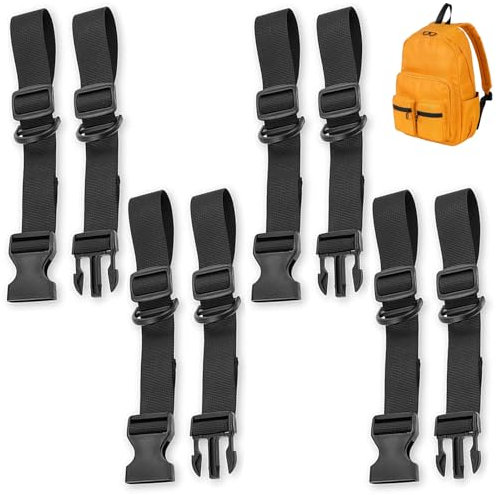 8 PCS Chest Strap for Backpack, Adjustable Backpack Chest Strap with Slide D-Ring Backpack Straps for Hiking Running, Outdoor Activities Quick Release Buckle Backpack Accessories (Black,90cm)