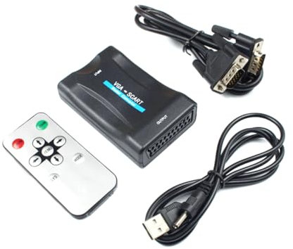 CAXUSD Adaptador Vga Scart Convertidor Escalador Adaptador Vga para Conexión De Vídeo Salas De Conferencias y Estudios De TV