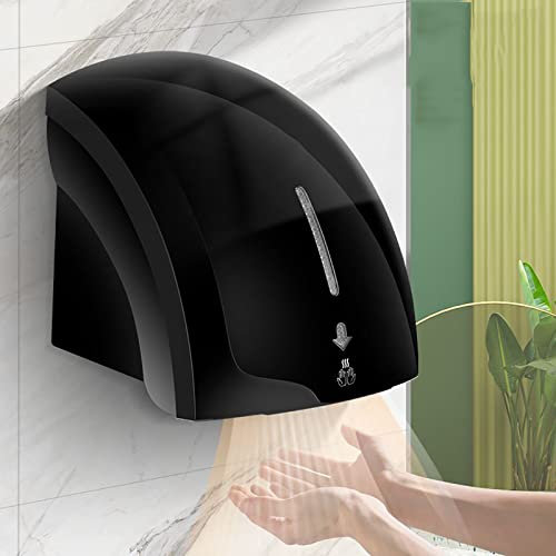 Asciugamani elettrico compatto ad alta velocità da 2000 W per WC a parete, asciugatura rapida in 10 secondi, uso commerciale e domestico, nero