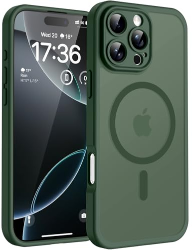 TOCOL for iPhone 16 Pro Case, Compatible with MagSafe, Alpine Green | Full Camera Protection, Built-in Magnets, 15FT Military-Grade Shockproof Thin Slim Translucent Matte Phone Cover