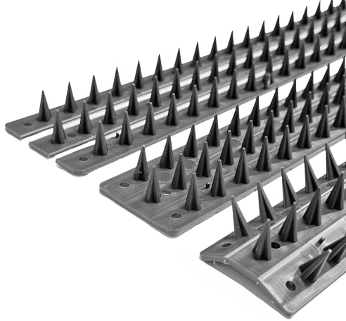 EarlyGrow Fence Wall Spikes Garden Security Guard Anti-Climb Cat Bird Intruder Pest Deterrent - Made in the UK (20-Pack (10m), Grey)