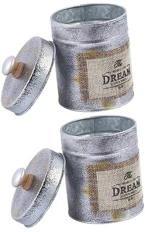 SOIMISS per Conservazione Snack e Piante Coperchio Contenitori in Ferro Stile Retrò e Design Vintage Set 2 Pezzi Organizer Creativo Robustezza per Cucina e Scrivania