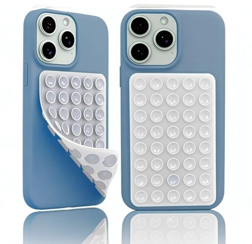 AzureRay Ventouse Téléphone Portable, Support Double Face en Silicone Haute Adhérence, Ventouse Téléphone Mains Libres Anti-Dérapant, Coque Ventouse Universelle pour Smartphone (Blanc)