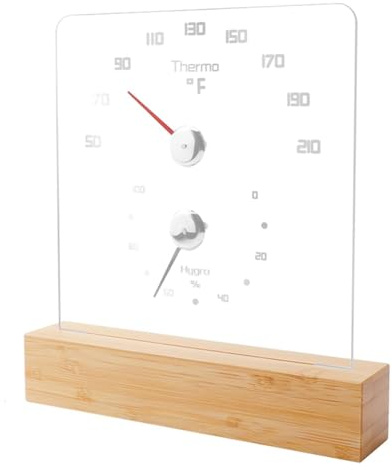 Steowsey Sauna Thermometer 2 in 1 Fahrenheit Thermometer Hygrometer with LED Light Sauna Accessories for Sauna Room Hotel