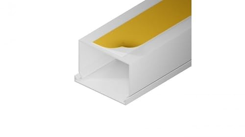 EDO Canaleta Autoadhesiva para Cables 60x40 mm Blanca 2 m – Tira de PVC | con Tapa Abatible – Canaleta Eléctrica para Pared y Organizador de Cables para Hogar, Oficina o TV