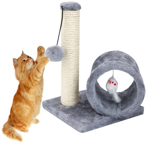 Ceprznvey für Katzen, Säule mit Krallen für Kätzchen und Entspannung – mit Federspielzeug für Entspannung, Klettern und Ausgraben