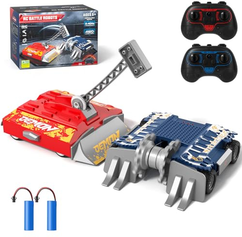 Sunrad Remote Control Battle Robots, RC Fighting Robots Toys for Kids, Combat Robot STEM Toys, 4WD 2.4 GHz Remote Control Robot Set Birthday Gifts for Boys and Girls Age 5 & Up