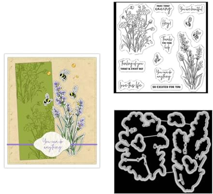 JIHFOHHA Biene Blume Stempel und Stanzschablonen für Karten Herstellung, 2025 Herbst Stanzen Stempel und Briefmarken Set für DIY Scrapbooking Fotoalbum Dekorativ