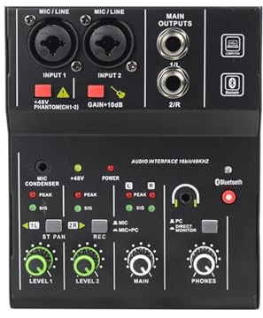2 Channels Professional Portable Interface Sound Card Console Mini USB MIXER For Guitar Recording Studio Singing Studio Sound Board