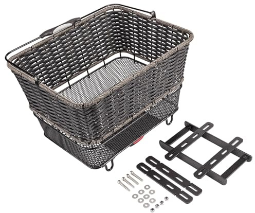 Ronyme Panier arrière de vélo à Fixation Rapide avec poignée de Transport - Accessoire Robuste pour Faire Les Courses - Grande capacité - 41,4 x 33,5 x 25,4, Noir