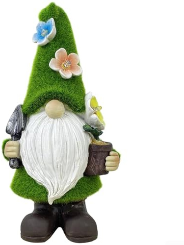 Statua da giardino a energia solare in resina a forma di gnomo con illuminazione notturna automatica, adatta per uso esterno, tra cui prati, terrazze, giardini, vialetti e balconi