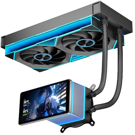 TZMRIT PF240 Aio Wasserkühlung 240mm mit 5.5-inch LCD Magnetic Screen Display,ALL-IN-One ARGB Infinity Mirror 2000RPM PWM Lüfter,für AM4/AM5& Intel LGA1851/1700(240 Black)