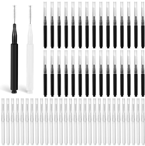 60 St Eye Brow Borstar, Ögonfrans Spoolies med Kåpa | Mikroborstar för Ögonbryns Lamination och Franslyft - Förlängningsverktyg (Svart, Vit)