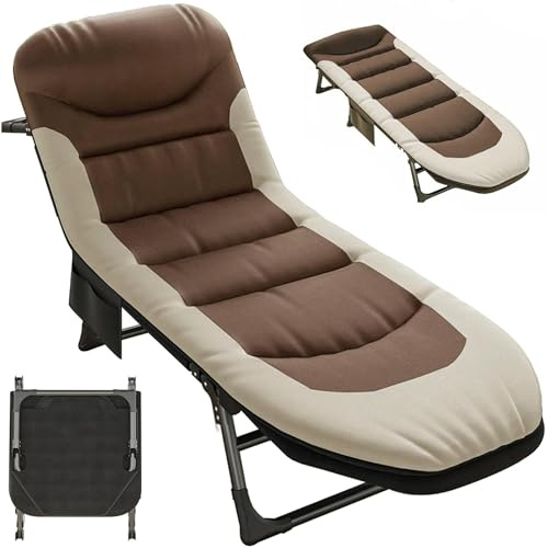 Cama de camping plegable, extra ancha, plegable, ligera, 190 x 65 x 30 cm, ajustable en 6 posiciones, para carpa, camping, cama plegable de hasta 150 kg, para exteriores, playa y jardín (marrón)