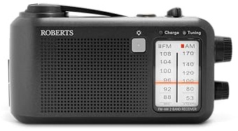 Roberts 9975S FM/AM Wind-up Portable Analogue Radio, Black