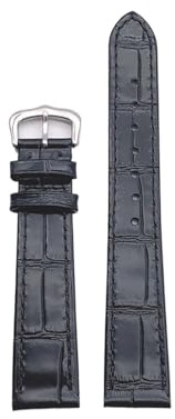 Mjukt och andningsbart läderrem som är lämpligt for Cartier/tank/solo/Santos klocktillbehör(Black-silver,17mm)