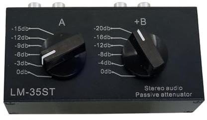 NONDK Stereo Ljud Passiv Dämpare Dubbelkanals Volym Förförstärkare Nivå Dämpare Förlustfri Justerbar Kombinationsdämpare