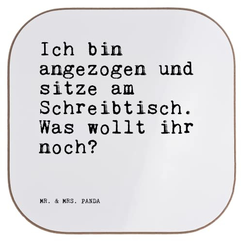 Mr. & Mrs. Panda Untersetzer für Gläser Ich Bin angezogen und... - Geschenk, gläseruntersetzer, Glas, Schreibtisch, Firmenfeier, Coaster, Sprüche, Arbeitskollege, Büro, Tischuntersetzer, Kollegin