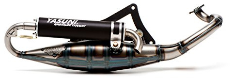 Auspuff Yasuni R Endschalldämpfer schwarz Peugeot Jetforce 50 A1 - Einspritzer Vergaser Ludix L1 AC Speedfight 3 F1A 2 Takt Vivacity V1 | Schwarzer Aluminium-Endschalldämpfer, Stahl-Resonanzkörper; kompatibel mit Peugeot Speedfight 3 F1A 2 Takt, Vivacity V1