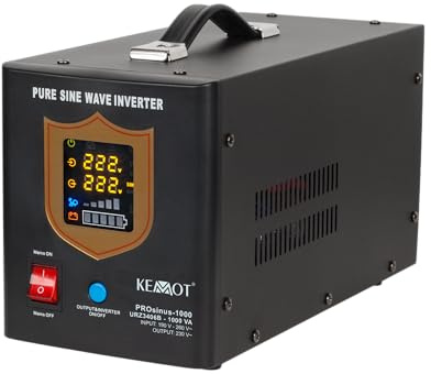 Notstromversorgung KEMOT PROsinus-700 URZ3406B Wechselrichter Reiner Sinus Ladefunktion 12V 230V 1000VA/700W, schwarz
