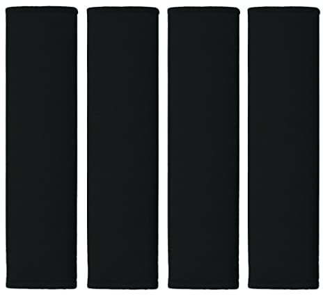 MIRKOO Car Seat Belt Cover Pad, 4-Pack Soft Car Safety Seat Belt Strap Shoulder Pad for Adults and Children, Suitable for Car Seat Belt Backpack Shoulder Bag Laptop Computer Bag (Black-4P)