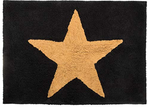 Brandsseller Badematte Badteppich Badewannenvorleger Duschvorleger - ca. 90x62 cm - Schwarz/Beige Stern