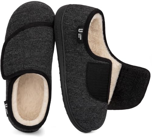 LongBay Women's Wide Fit Slippers Comfy and Cozy Memory Foam Indoor House Shoes for Diabetic Arthritis and Edema