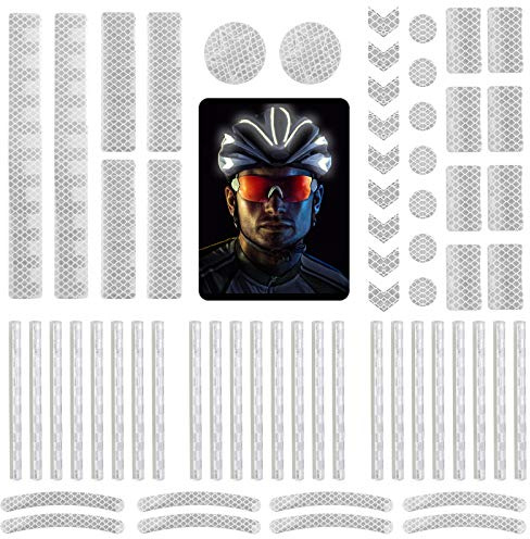 DONQL 64 Stück Reflektoraufkleber Set Reflektoren Aufkleber Sticker Reflektor Fahrrad Reflective Tape Reflexfolie Selbstklebend Reflektierende Aufkleber für Fahrrädern und Helmen