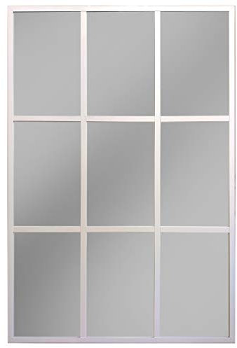 Specchio per finestra, specchio industriale, in alluminio bianco, 120 x 80 cm