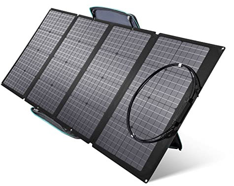 ECOFLOW Panneau Solaire Portable 160W pour Centrale Électrique, Chargeur Solaire Pliable Pouvant être Chaîné avec Support Réglable, Indice d'Étanchéité IP67, pour l'Extérieur, en Camping, Traditionnel