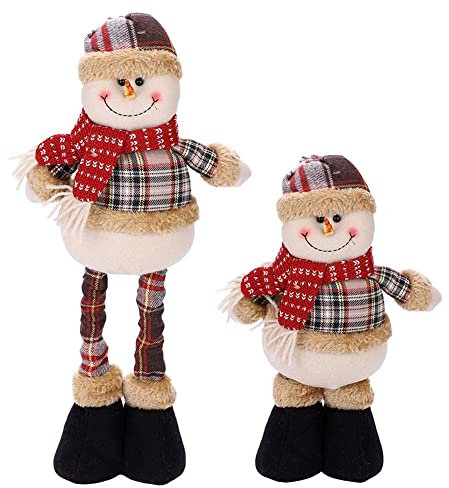 ITODA Christmas Decoration Doll Telescopic Santa Claus Snowman Reindeer Standing Figure Toy Home Table Fireplace Decoration Ornament Party Decor Gifts with Hanging Pendant(Height 38-51cm)