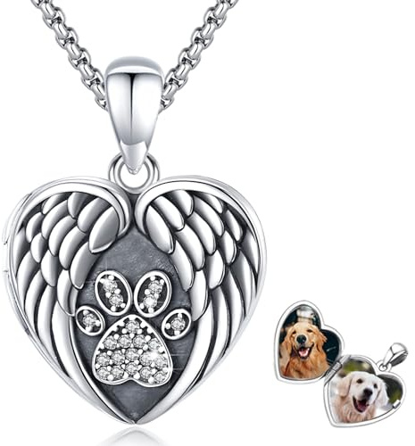 Eusense Ciondolo con Foto, Medaglione Portafoto Cuore in Argento Sterling 925, Collana Cuore con Fotos per Donne Ragazze
