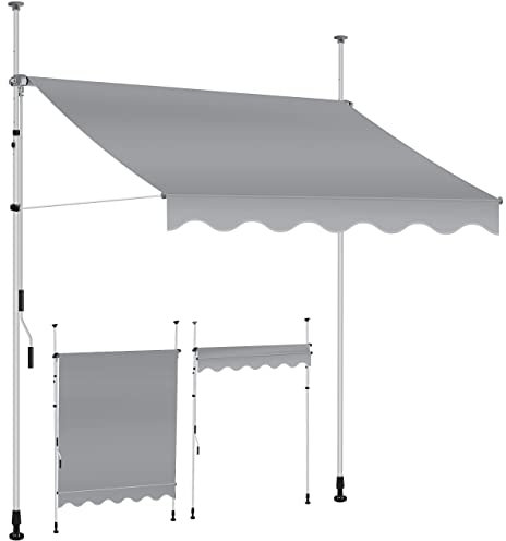 KESSER® Tenda da Sole a Morsetto con manovella per Balcone, Tenda da Sole per Balcone, Regolabile in Altezza, Idrorepellente, Protezione Solare, Copertura per terrazze, Grigio, 150cm