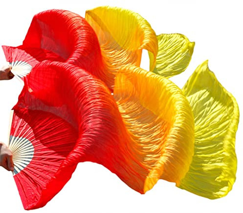 Stage Performance Bauchtanz-Fans, 100 % echte Kunstseide, abgestuft, Farbtanz, Zubehör, Bauchtanz, 180 x 9 cm, Seidenschleier, Fans, Figur 20, 120 Seidenimitat