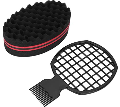 Haarbürste Afro Twist Comb - Schwamm Curl Sponge Set - DIY Styling Tool - Home Salon Portable Afro Curling Brush