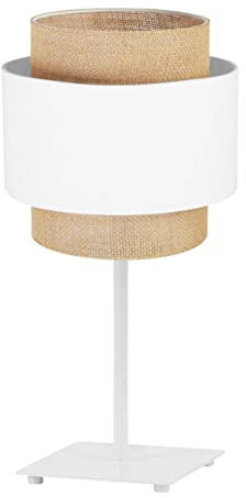 Light-Home Boho Lampenschirm Tischlampe Modern - Elegante Nachttischlampe für Schlafzimmer Wohnzimmer - Tischleuchte E27-47,5x20 cm - Weiß und Jute