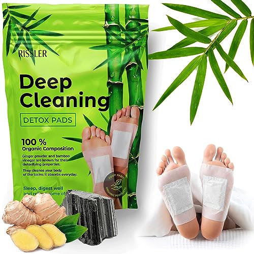 Rissler, 10 Entgiftungspflaster für die Füße - Natürliche Fußpads mit Bambusessig und Ingwerpulver für Tiefschlaf, Stressabbau und Körperreinigung - 100% natürliche Detox Fußpflaster, Einnahme 2022