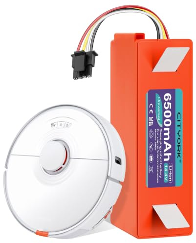 CITYORK Li-Ion Batería de Repuesto para Roborock S50 S5 S6 S7 Pure/MAX/MaxV/MaxV Ultra, para Roborock Q5 Q7 Pro/MAX+ Mijia 1.und 2. Generation Robot Aspirador Batería - 14.4 V 6500mAh