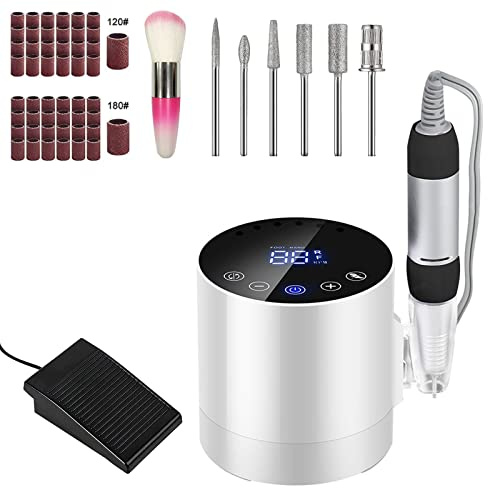Torno para Uñas 35000 RPM,OKYUK Pantalla táctil HD LED Digital y Pulidor Limado Profesional Uñas con 6 cabezales de pulido y 50 cintas abrasivas , para Torno Manicura y Pedicura Gel o Acrilicas
