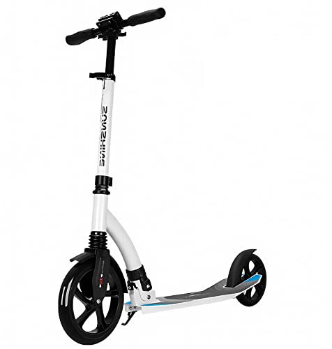 Bueuwe City Roller für Erwachsene 150 kg Tragkraft, Big Wheel Scooter Tretroller, Roller Kinder ab 10 Jahre, Klappbar Cityroller mit Stoßdämpfer, Kickboard, Höhenverstellbar,C2