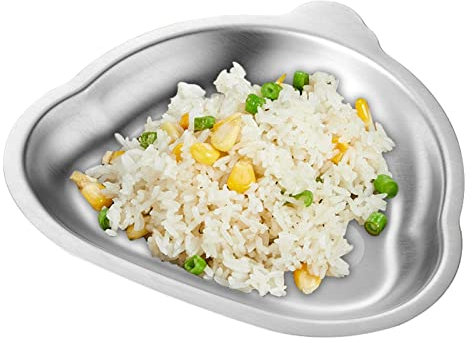 LINGJIONG Piatto per bambini, ciotola per snack in acciaio inox, piastra in metallo per esigenze di auto-nutrizione per bambini, adatto per l'asilo a casa